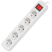 LANBERG PS1-05E-0150-W Lanberg 1.5M White LANTERGE CURVE 5X 230V PL WITH CIRCUIT BREAKER, FULL COPPER