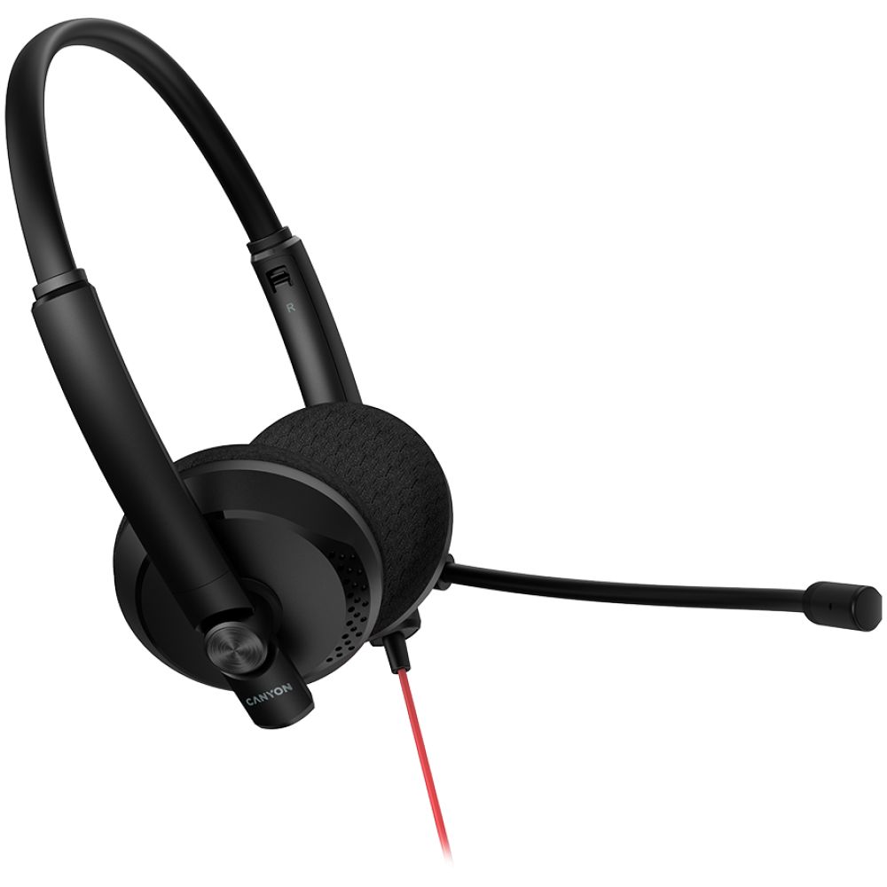 CANYON PC headset HS-07 PC Mic 3.5/USB Flat 2.8m Black