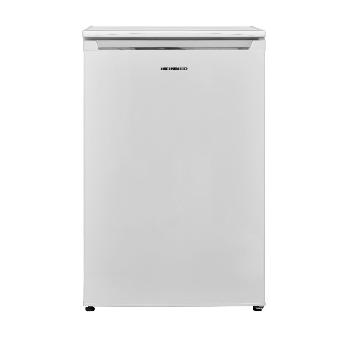 Frigider Heinner HF-V122E++,  clasa energetica: E, capacitate totala: 122L, capacitate frigider: 125L, capacitate congelator: 17L, control mecanic cu termostat reglabil, lumina LED, raft  din sticla, compartiment pentru fructe si legume, usa reversibila, capacitate congelare: 2.6kg/24h, dimensiuni