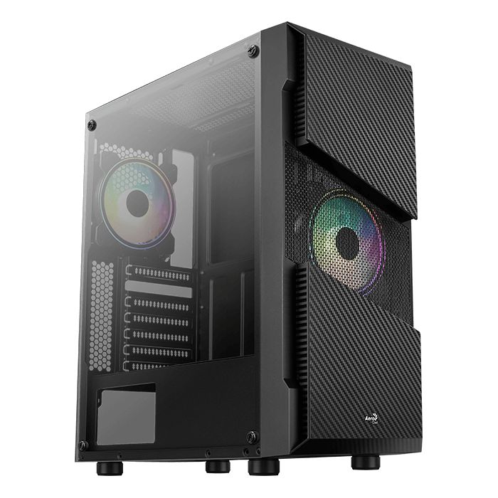 Aerocool Menace Saturn FRGB Midi-Tower  Tempered Glass - black
