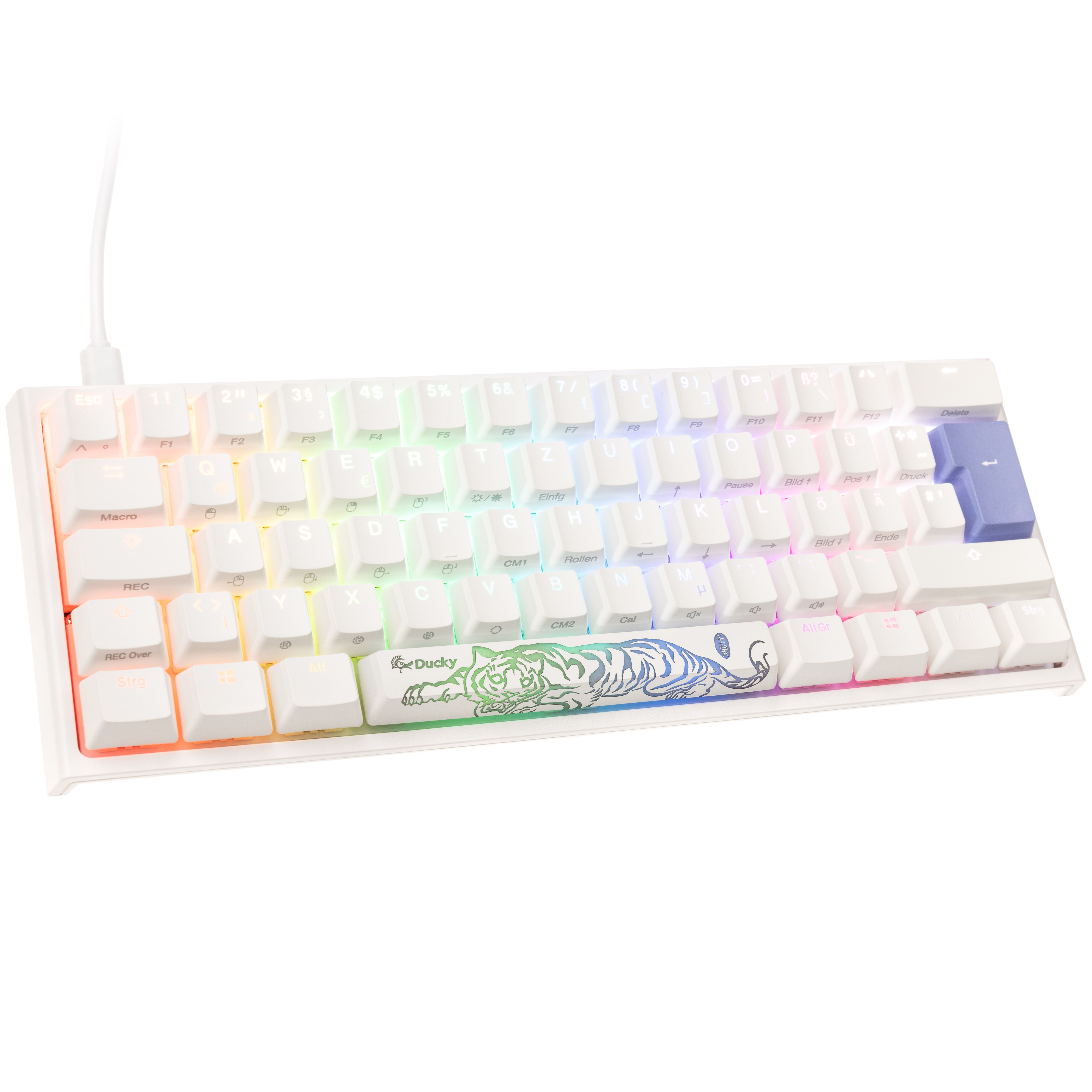 Ducky One 2 Pro Mini White Edition Gaming Tastatur  RGB LED - Cherry Silent Red