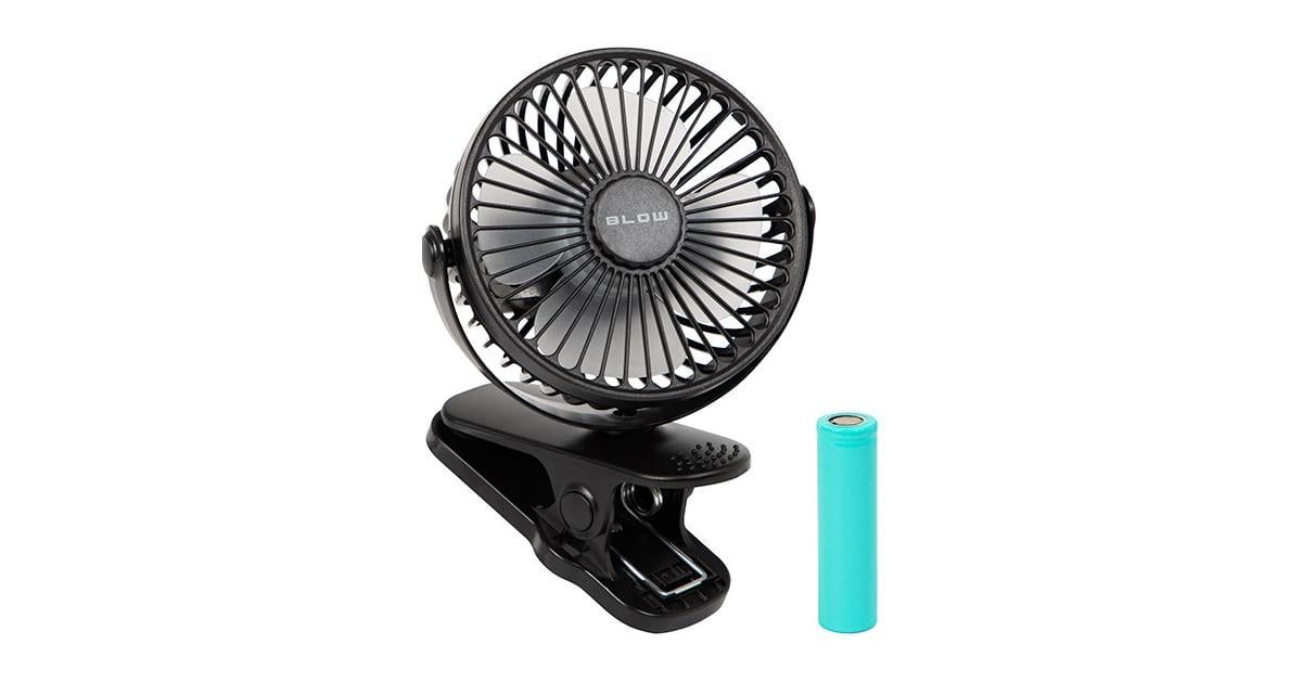 Desk fan with clip 10cm USB+battery black