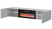 Cama RTV cabinet LARA 183x35x37 white matt + black fireplace