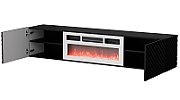 Cama RTV cabinet LARA 183x35x37 black matt + white fireplace