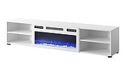 RTV cabinet POLO 180x33x39 white + fireplace white