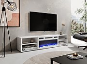 RTV cabinet POLO 180x33x39 white + fireplace white