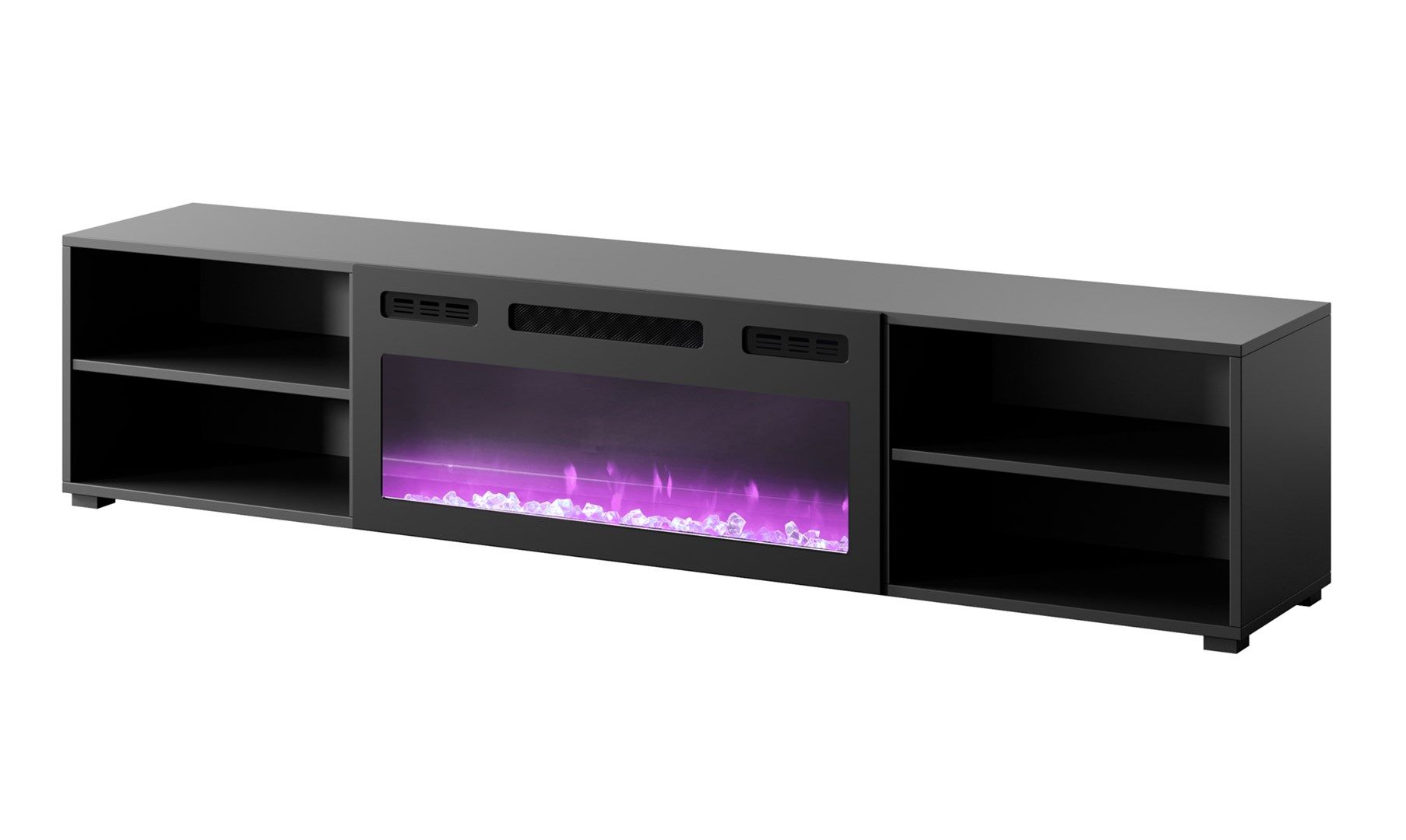 RTV cabinet POLO 180x33x39 black + fireplace black