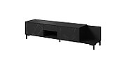 RTV cabinet MARMO 2D1S1K 195x40x47.5 cm black matt/marble black