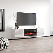 RTV LUXE cabinet 182.6x34.5x37.5 white/gloss white + black fireplace