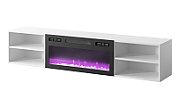 RTV cabinet POLO 180x33x39 white + fireplace black