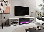 RTV cabinet POLO 180x33x39 white + fireplace black