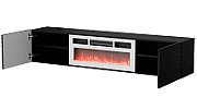 Cama RTV cabinet TULA 183x35x37 black matt + white fireplace