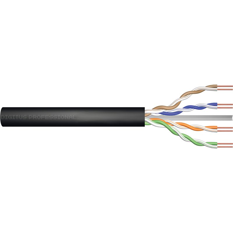 Outdoor dry installation cable DIGITUS cat.6 U/UTP  Fca  AWG 24/1  PE  500m  black reel