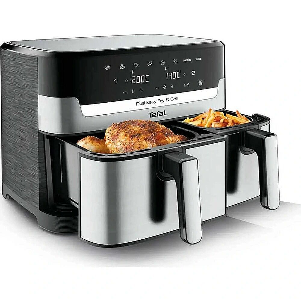 Tefal Dual Easy Fry & Grill EY905D Double 8.3 L Stand-alone 2700 W Hot air fryer Stainless steel