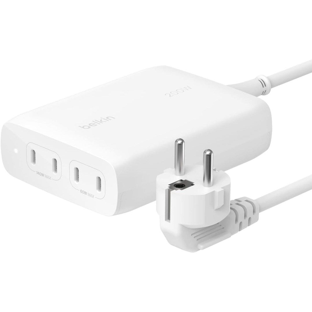 BELKIN WALL CHARGER 4X PORT USB-C GAN 200W  WHITE