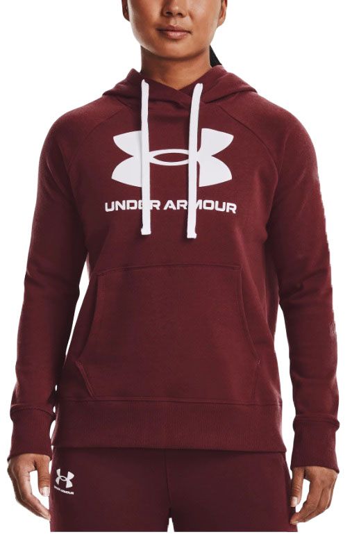 Under Armour Women's Rival Fleece Logo Hoodie Burgundy 1356318 690