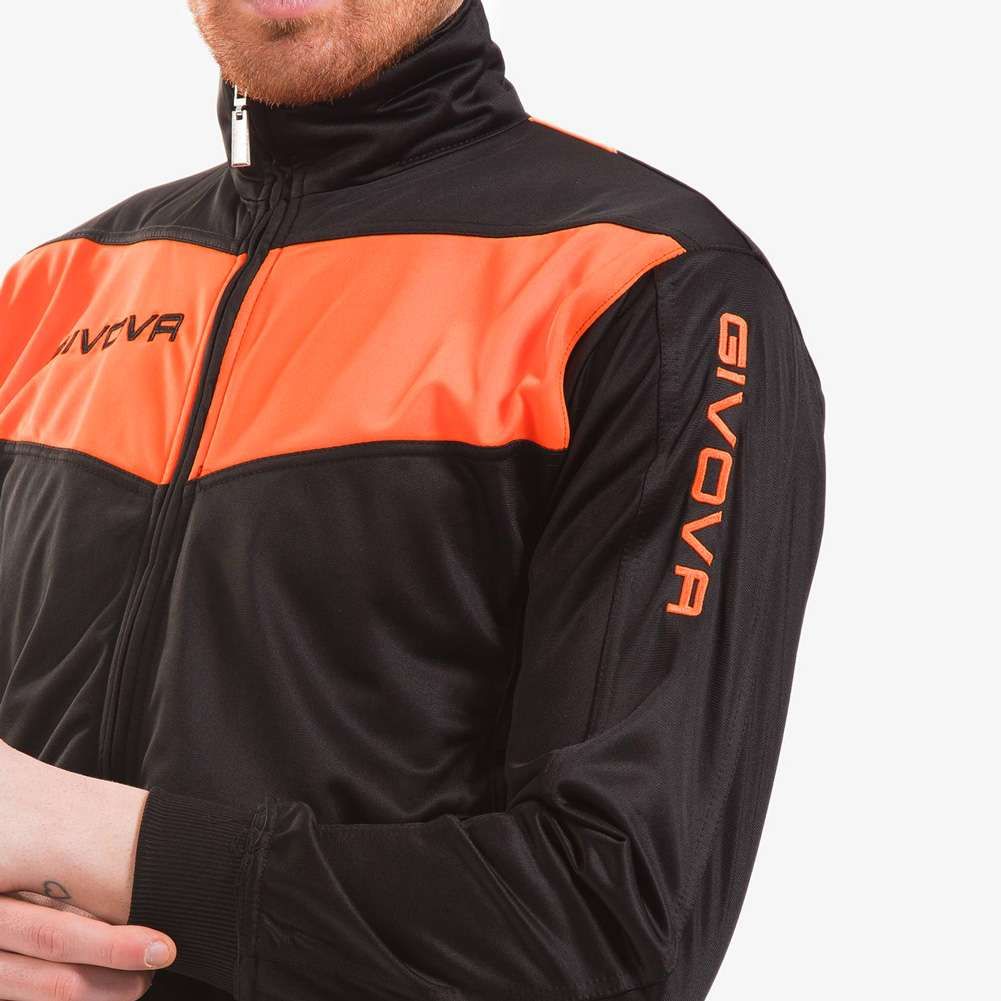 Givova Tuta Visa Fluo Tracksuit Black-Orange TR018F 1028 XS
