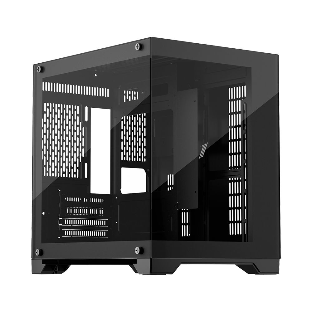 Carcasa 1STPLAYER MV5 TP Cube Tower NEGRU, Tempered Glass, Sloturi Expansiune 4, Drive Bays: 1x3.5 HDD 2x2.5 SSD, Ventilatoare Suportate: 7 (spate: 1x120mm, fata: 2x120mm, sus: 2x120mm, jos: 2x120mm), Format Placa De Baza Suportat: Micro-ATX, ITX, Inaltime Maxima Cooler Procesor 157mm, Lungime
