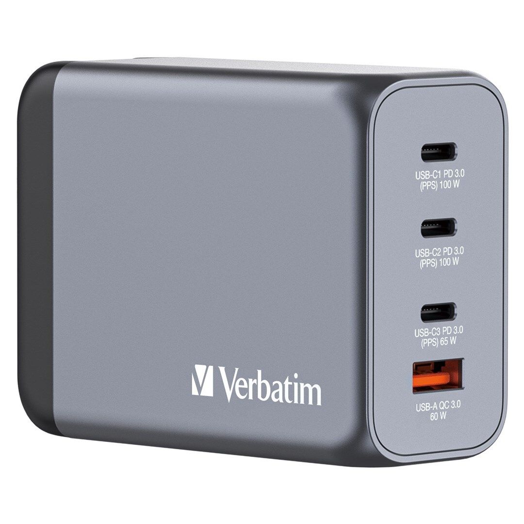 Verbatim GNC-200 GaN Charger 4 Port 200W USB A/C (EU/UK/US
