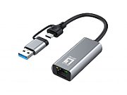 LevelOne USB-0423  2.5 Gigabit Ethernet 2-in-1 USB-C/A Network Adapter, 59 x 25 x 14 mm