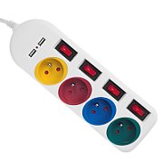Maclean power strip  extender 4 sockets + 2xUSB  with switches  250VAC/10A  2.1A 5V  1.5m  white  MCE229 W