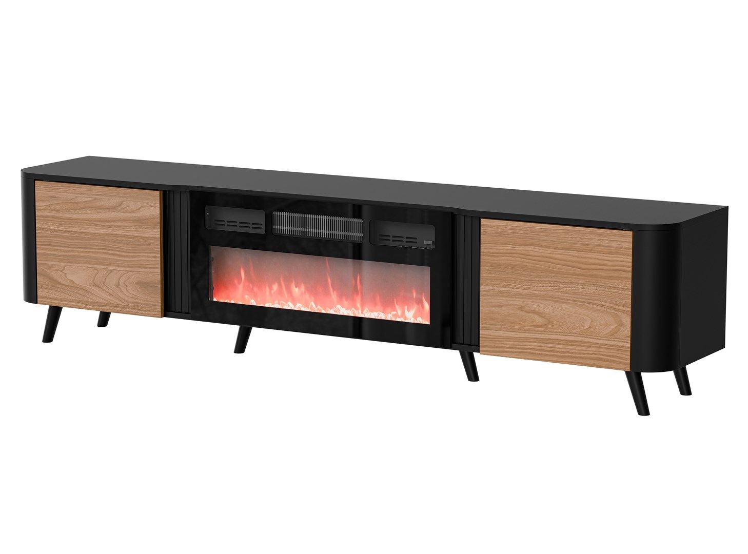 Cama Volare RTV cabinet 200 x 39 x 49 cm black/walnut + fireplace