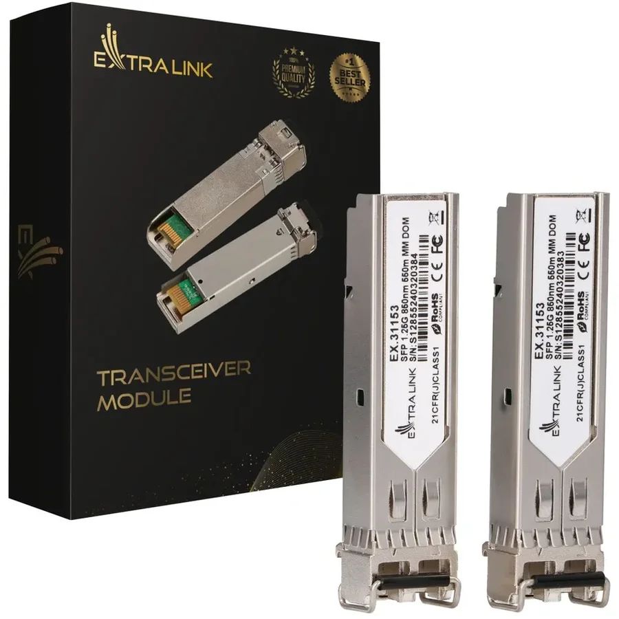Extralink SFP 1.25G 2-pack | SFP Module | 1,25Gbps, LC/UPC, 850nm, 550m, multi mode, DOM