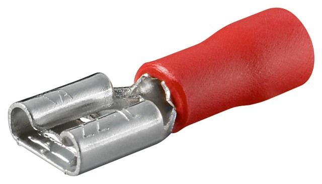Red female connector, cable: 0.5-1.0mm², dimensions: 2.8 x 0.8mm, Imax: 10A
Packaging: bulk 100 pcs.