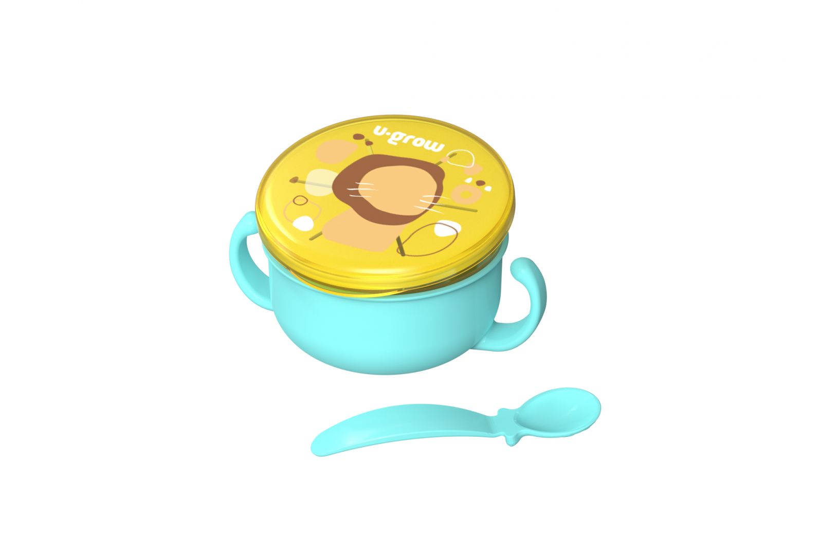 Bol 2 in 1 pentru snackuri si lingurita, blue, U-Grow