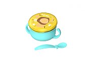 Bol 2 in 1 pentru snackuri si lingurita, blue, U-Grow