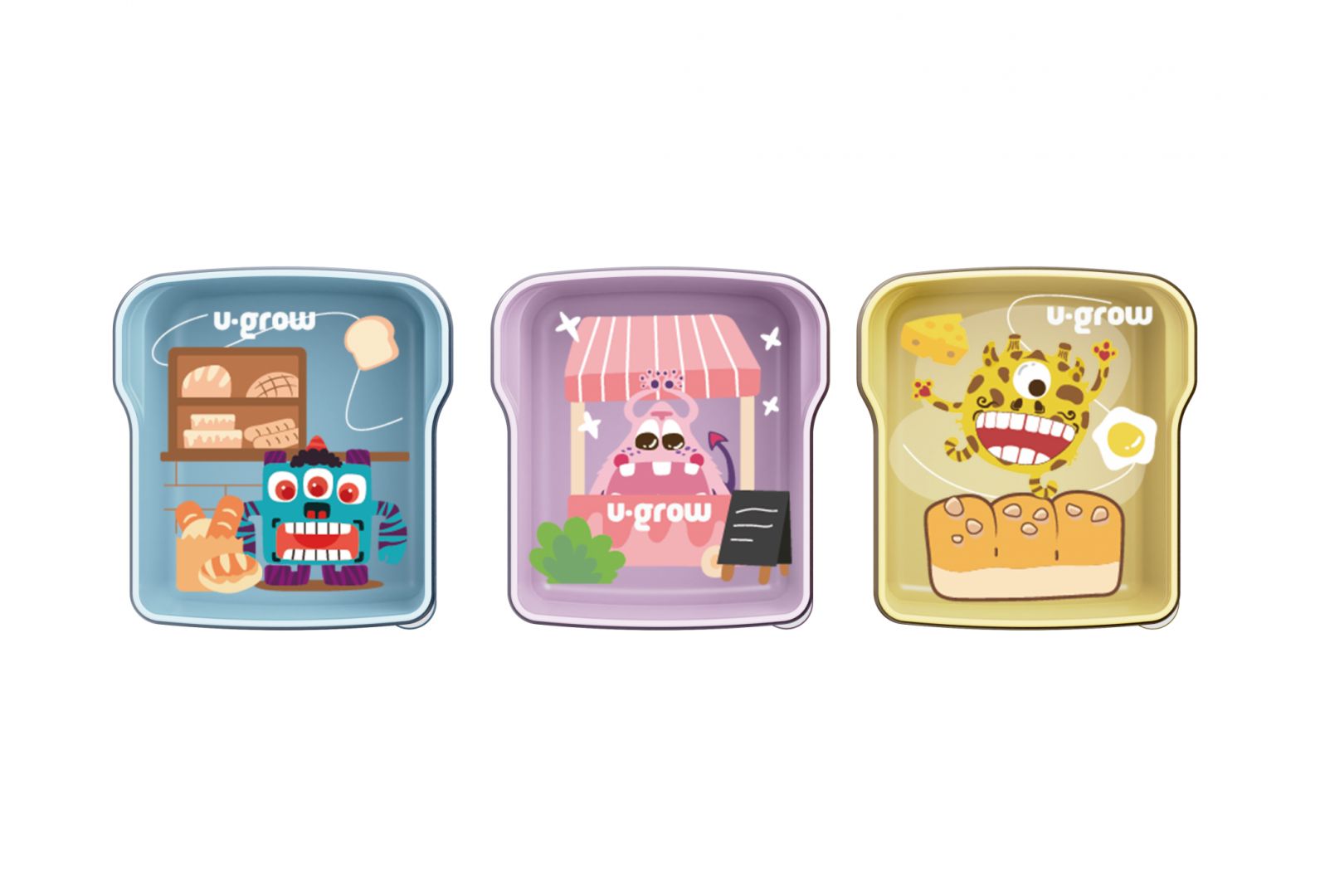 Set 3 caserole multicolore U-Grow, 3 x 300ml