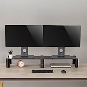 Dual Monitor Stand - Double Maclean  max. 20kg  tempered glass  (1029x285x127mm)  MC-936