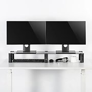 Dual Monitor Stand - Double Maclean  max. 20kg  tempered glass  (1029x285x127mm)  MC-936