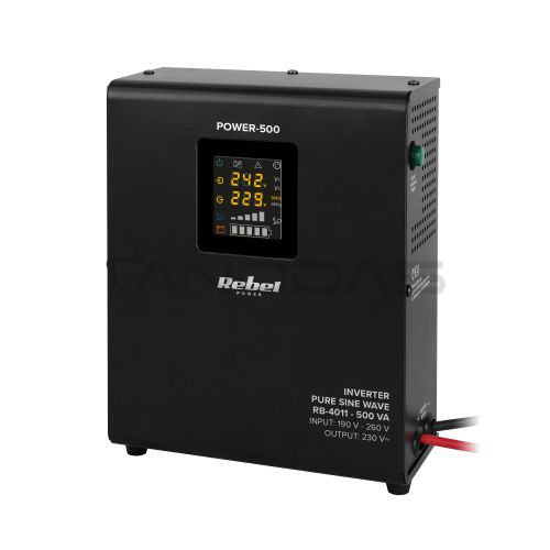 Rebel POWER-500 Wall-Mounted Emergency Power Supply - converter with pure sine wave and charging function 12V 230V 500VA/300W