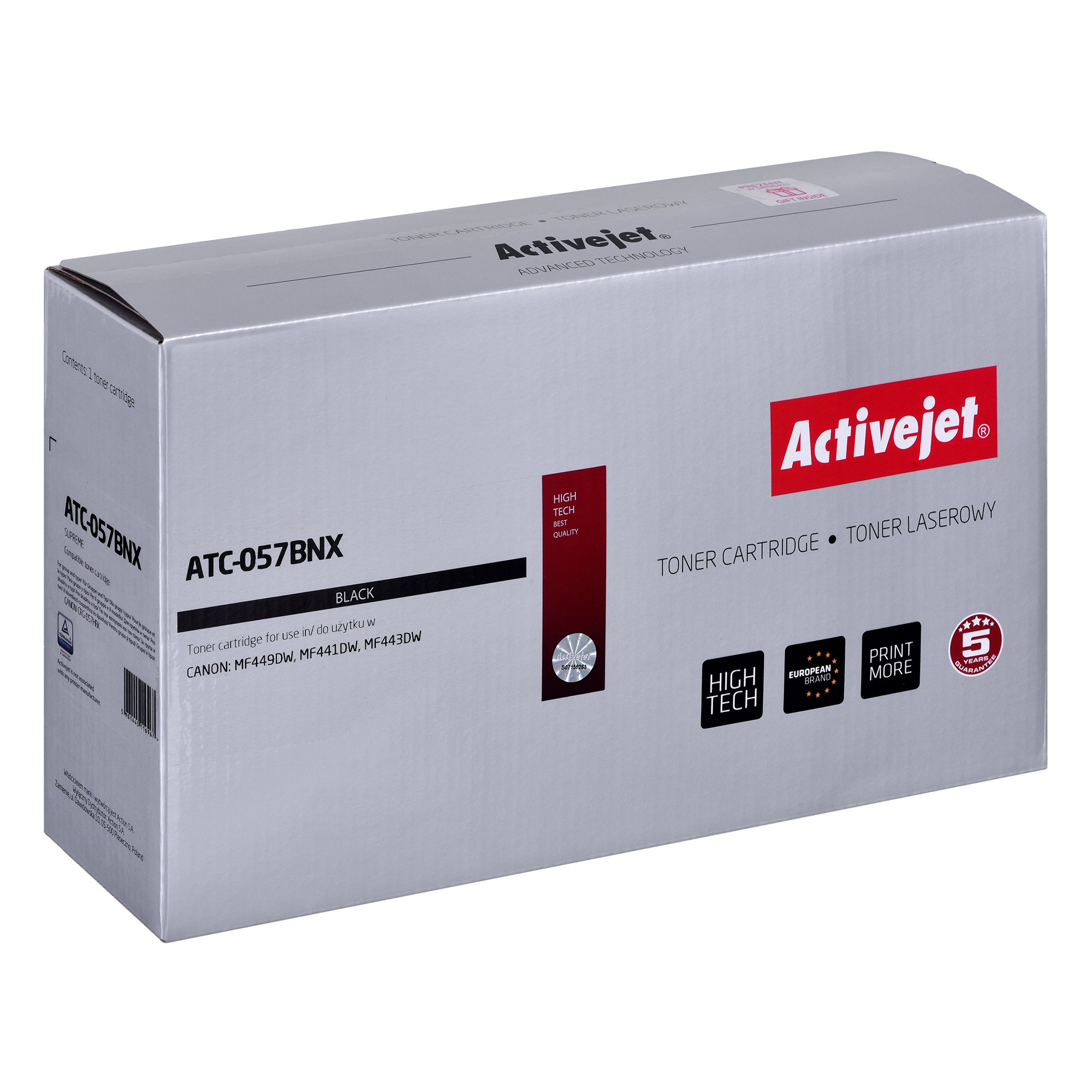 Cartus toner Activejet ATC-057BNX CHIP ,Negru ,10 000 pagini (compatibil cu Canon ATC-057BNX CHIP) 