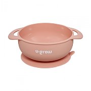 Set diversificare 5 piese silicon : baveta, bol, farfurie, lingurita si furculita, roz, U-Grow