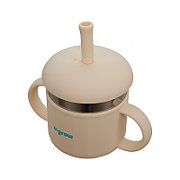 Cana din silicon cu pai si interior din inox,220 ml, U-Grow