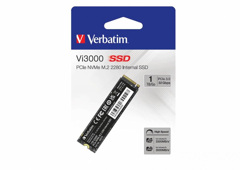 Verbatim VI3000 PCIE NVME M.2 SSD 1TB/M.2 2280 PCIE NVME INTERNAL