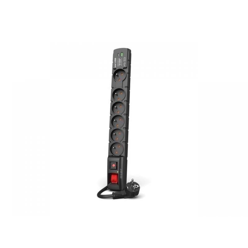 Acar USB W2438 Surge Protector with Fast Charger 5m Black