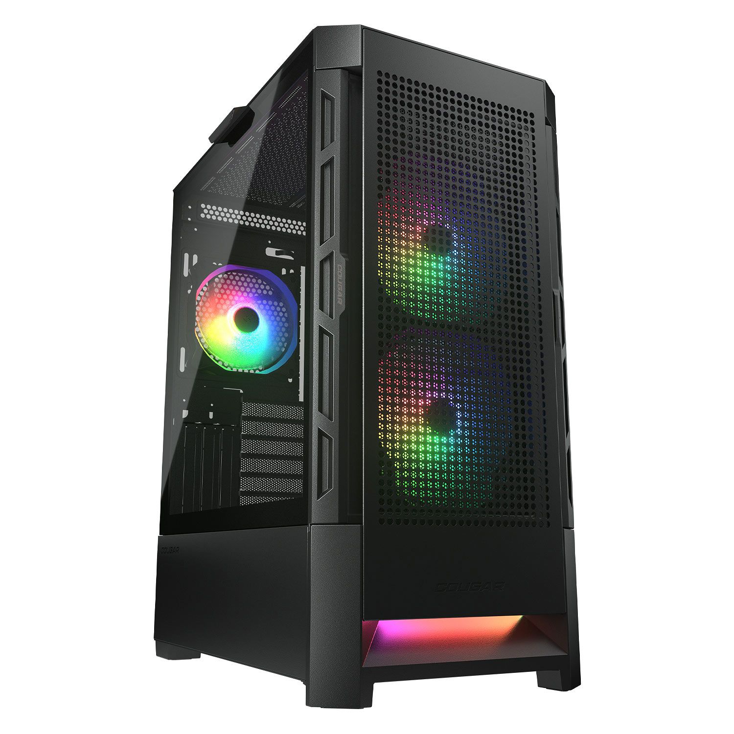 COUGAR | Case Airface Black | PC Case | Mid Tower / Mesh Front Panel / 1 x 120mm Fan / TG Left Panel / Black