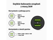 Green Cell GC CADM-GC-36AA - USB-Ladegeraet 36 W 2x USB-A schwarz Flashlight  GPS  Headphones  Mobile phone  Navigator  Other  Portable speaker  Power bank  Smartphone  Smartwatch  Tablet  Telephone  Universal Black Cigar lighter Fast charging Auto