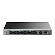 TP-LINK TP-LINK 5-PORT GIGABIT SWITCH LS108GP, interfata  9× 10/100/1000 Mbps RJ45 Ports (Ports 1–8 supports PoE+ output), 1× Gigabit SFP Port, porturi Standard: 802.3at/802.3af compliant,  PoE Ports: Ports 1–8, pana la 30 W PoE output per port, PoE Budget: 62 W, dimensiuni 8.2× 4.9×1.0 in (209×126×26 mm)