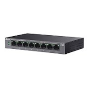 TP-LINK TP-LINK 5-PORT GIGABIT SWITCH LS108GP, interfata  8× 10/100/1000Mbps RJ45 Ports (Ports 1–8 supports 802.3af/at PoE+), AUTO Negotiation, AUTO MDI/MDIX, porturi Standard: 802.3 af/at compliant,  PoE Ports: Ports 1–8, pana la 30 W PoE output per port, PoE Budget: 62 W, dimensiuni 6.2× 3.9×1.0 in