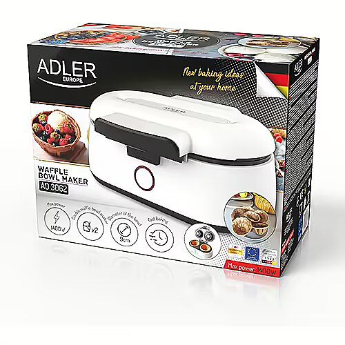 Adler | AD 3062 | Waffle Bowl Maker | 1000 W | Number of pastry 2 | Bowl | White