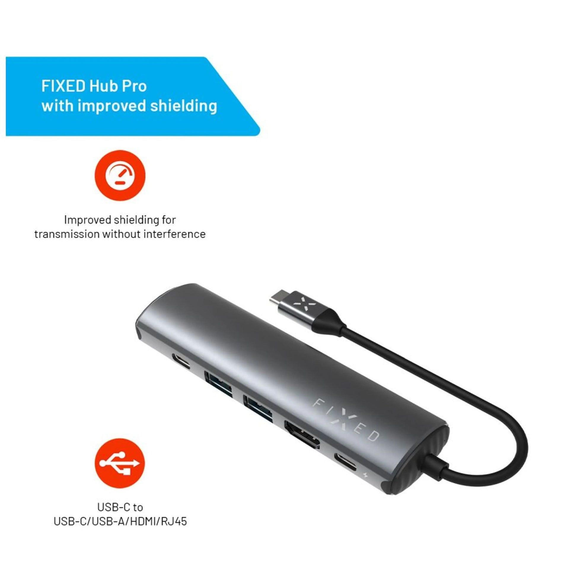 Fixed | 6-port USB-C HUB Pro for laptops and tablets