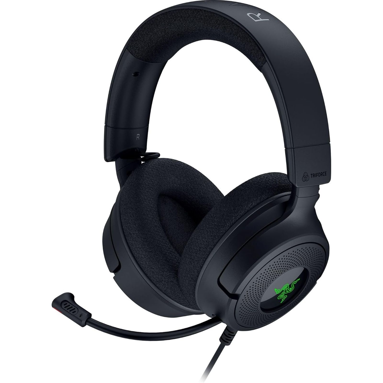 Casti gaming Razer Kraken V4 X, frecventa raspuns 20 Hz – 28 kHz, impendanta 32 Ω, driver customized Dynamic  40 mm Drivers, sensibilitate 96 dBSPL/mW at 1 kHz by HATS, frecventa microfon 100 Hz – 10 kHz, sensibilitate microfon -42 ± 3 dBV/Pa, 1 kHz, iluminare Razer Chroma™ RGB, 7.1 Surround Sound