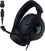Casti gaming Razer Kraken V4 X, frecventa raspuns 20 Hz – 28 kHz, impendanta 32 Ω, driver customized Dynamic  40 mm Drivers, sensibilitate 96 dBSPL/mW at 1 kHz by HATS, frecventa microfon 100 Hz – 10 kHz, sensibilitate microfon -42 ± 3 dBV/Pa, 1 kHz, iluminare Razer Chroma™ RGB, 7.1 Surround Sound