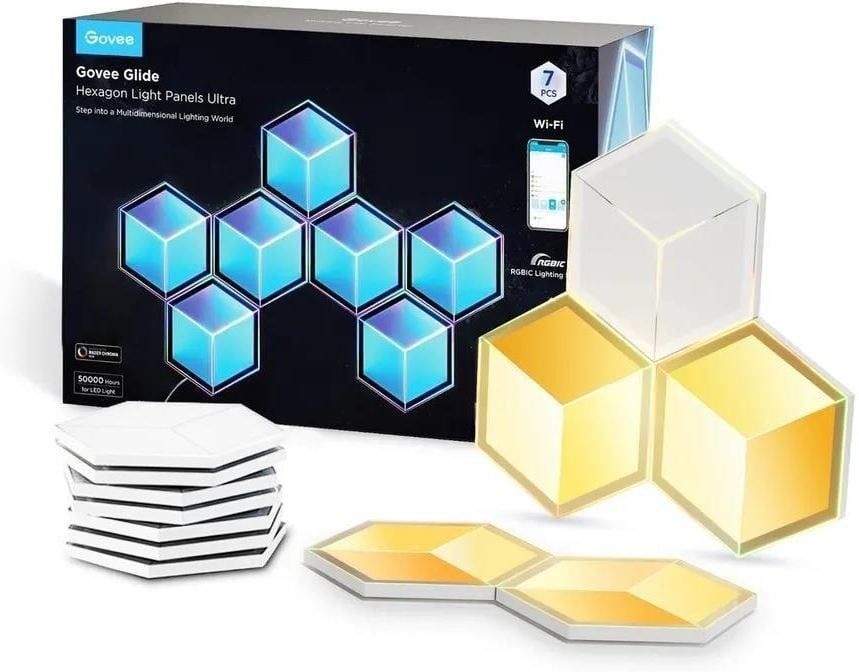 Govee H606A Glide Hexagon Light Panels Ultra 7-pack | LED Lighting | RGBIC  2.4GHz Wi-Fi  Bluetooth