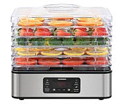 FOOD DEHYDRATOR HEINNER DRYMASTER PRO HFD-K400SS, 200-400W, LED DISPLAY & ELECTRONIC CONTROL, 5 STAINLESS STEEL TRAYS, FRUIT ROLL SHEETS, TEMPERATURE: 35-70C, TIMER: 30 MIN - 48H, OVERHEATING PROTECTION, HEIGHT ADJUSTEMENT, STAINLESS STEEL DECORATIONS