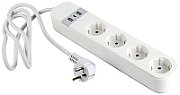 Gembird TSL-PS-S4U-01-W Smart power strip 4 AC outlet(s) Type E 1.5 m 3 3880 W White